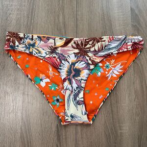 Maaji Floral Orange Stripe Reversible Classic Fit Bikini Bottom Size XL